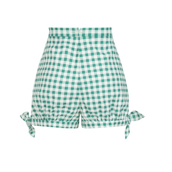 Collectif Green Rylee Gingham Bow Shorts UK 14 - Picture 3 of 7